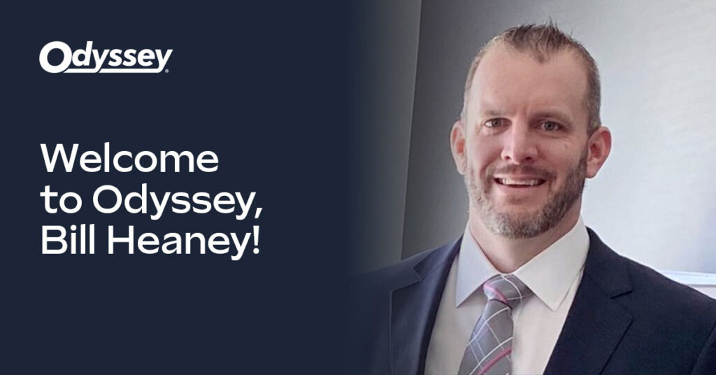 A banner that reads "Welcome to Odyssey, Bill Heaney!" and includes a professional headshot of Bill